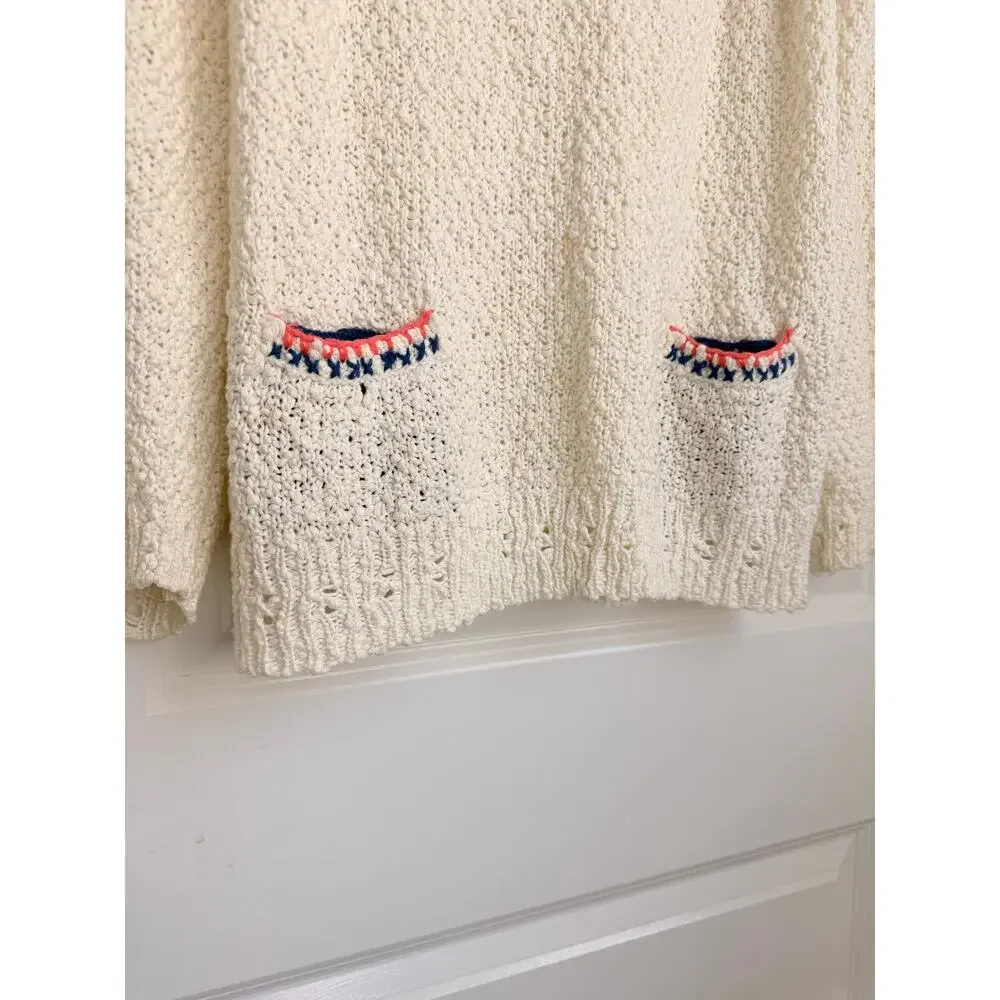 Suncoo Paris Cream‎ Knitted Sweater Fall Cozy Lounge Whimsical US 2 Fall Winter